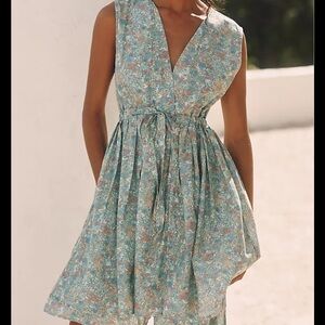 Anthropologie Sundays Daphne Blue Floral Sleeveless Mini Dress Small